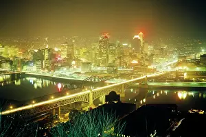 Monongahela: Night Skyline Confluence of Allegheny and Monongahela