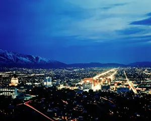 Classic Stock: Night Skyline of State Capital Founded in 1847