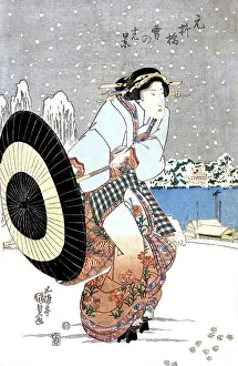 Kunisada: Night Snow Scene, 19th Century