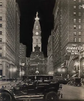 Historicism: Night view of Broad Street with illuminated