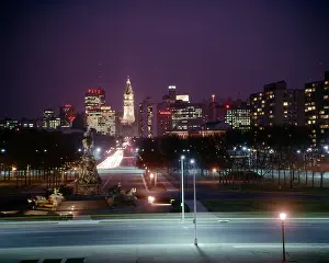 Brotherly: Night View Skyline from Art Museum Steps Looking