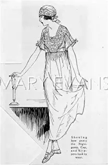 Sleepwear: NIGHTGOWN, CAP, SLIPPERS