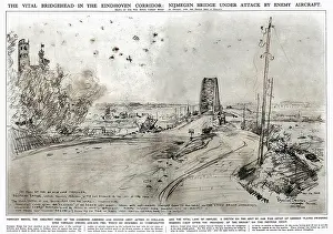 Nijmegen Bridge under attack by enemy aircraft, WW2
