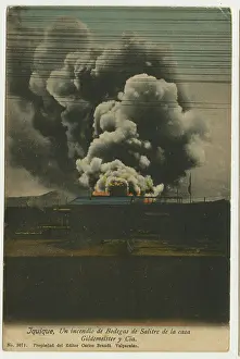 Nitrate: Nitrate fire in Iquique, Tarapaca, Chile, South America