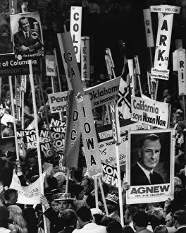 Rallying: Nixon Presidency. Delegates rallying for ?