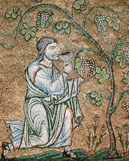 Xiii: Noah drinking wine. Mosaic in the Baptistery of St. Mark's B