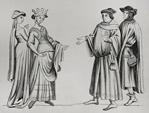 Merveilles: Noble lady and maid of honour accompanied by two