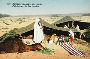 Bedouins: Nomads making rugs in the desert, Tunisia