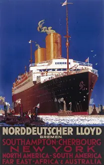 Cherbourg: Norddeutscher Lloyd shipping poster