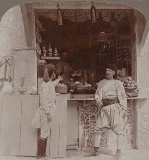 Underwood: North Africa, Shop with Proprietor and Patrons, 1913