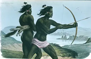 Bows: North American San Francisco Indians hunting with