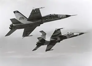 Nearest: Northrop YF-17 first and second prototypes
