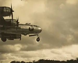 Guam: Nose of a B-29 bomber coming in for a landing ?