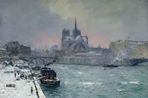 Neige: Notre Dame ' snowscene with river