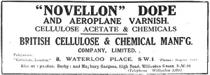 Cellulose: Novellon Dope & Aeroplane Varnish. British Cellulose Spondon