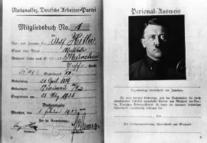Membership: NSDAP identity card of Hitler, 1925