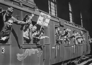 Ralley: NSDAP local group on the way to the Ralley of Vitory, 1933