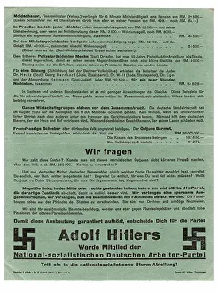 Leaflet: NSDAP propaganda pamphlet - back cover