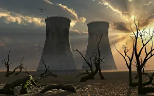 Absence: Nuclear cooling towers, part of a nuclear power station