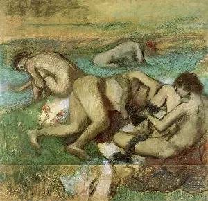 Struggling: Nude Bathers at River, by Degas