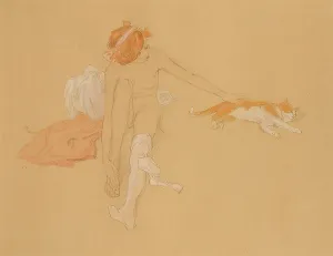 John Noott Galleries: Nude and cat by Raphael Kirchner