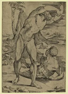 Chiaroscuro: Two nude men: one standing, one reclining