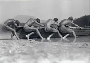 Rowboats: Nude-study at the lake 1930. Photograph