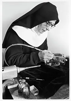 Colin Horsman: Nun engraving glass, Poor Clares Convent