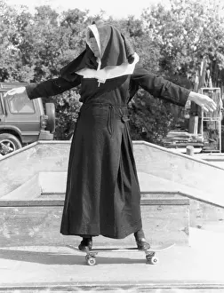 Skateboard: Nun on a skateboard