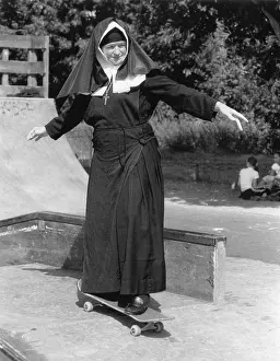 Skateboard: Nun on a skateboard