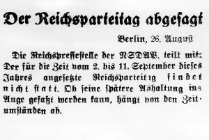 Scheduled: The Nuremberg Rally 1939 was cancelled