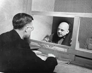 Sauckel: Nuremberg Trial. Fritz Sauckel talks to his