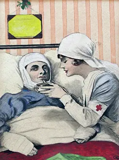 Stringer: A nurse tending the wounded artist, Albert Stringer