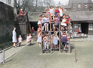 Oncolourisedpic: NURSERY PLAYGROUND 1930S