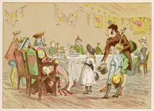 Freddy: Nursery rhyme heroes at a table