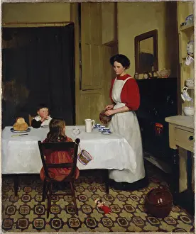 Denys: Nursery Tea ' two children sitting at a table