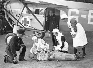 Stretchers: Nurses of the British Red Cross during an exercise, 1933