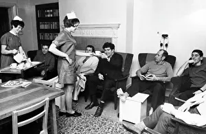 Joking: Two nurses with convalescing policemen