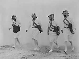 Lcgr1309: Nurses in a gas mask drill at the U.S. Army Air
