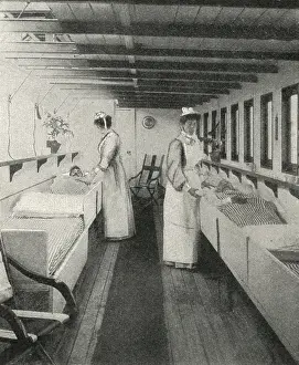 Floorboards: Nurses inside the river ambulance Geneva Cross