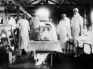 Matron: Nurses and patients in hospital ward, WW1