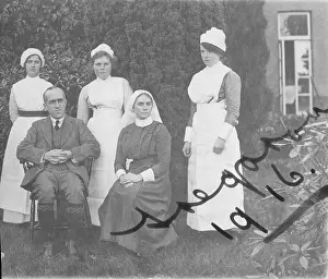 Britain British Nurse Nurses Medicine: Three nurses, senior nurse, gentleman