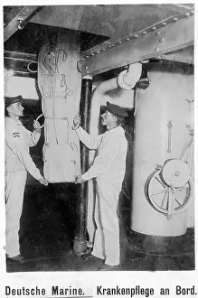 Lifted: Nursing care aboard a warship, around 1900