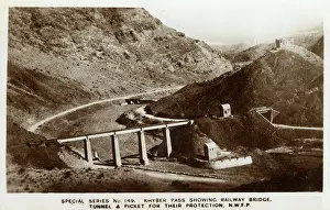 Khyber: NWFP - Khyber Pass - Showing Railway Bridge, Tunnel