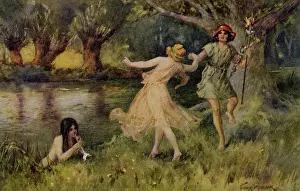 Frolicking: Nymphs & satyr