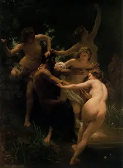 Chiaroscuro: Nymphs and Satyr, by Bouguereau
