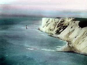 Beachy: O E Simmonds aerial view of Beachy Head (tinted)