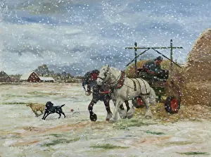 Godderidge: Oat Hay ' horses pulling cart in snow