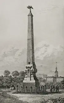 1709: Obelisk in Poltava. Engraving, 19th century
