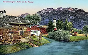 Riverfront: Oberammergau, Germany - view on the Ammer (River)